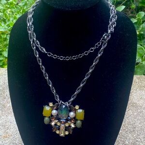 Chicos Stain Glass Multicolor Rhinestone Necklace 21”